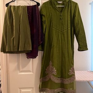 Mehendi green palazzos and green Kurta lawn cotton